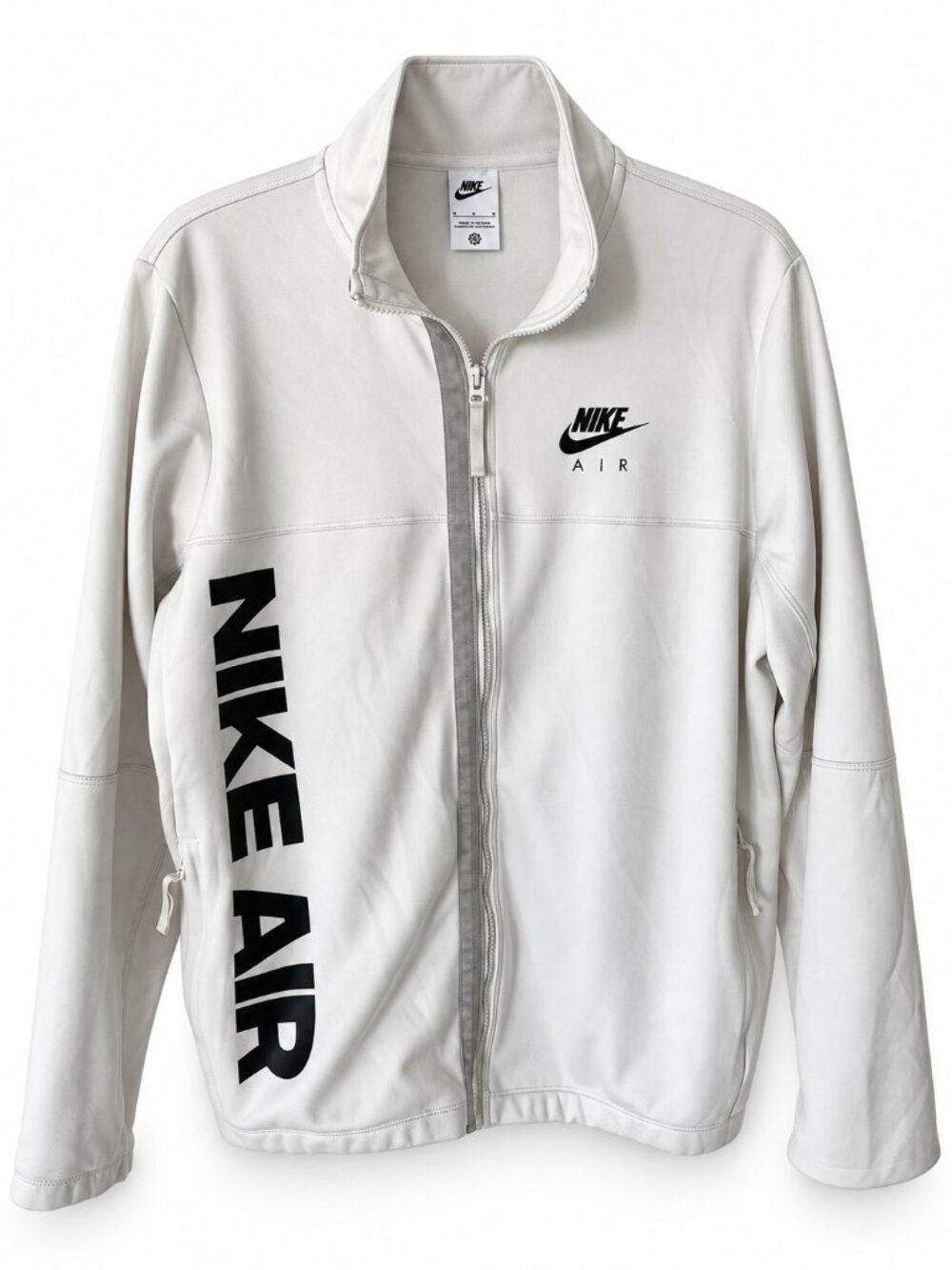Nike Air Poly-Knit Track Jacket Men's M Cream Black Spell Out Full Zip